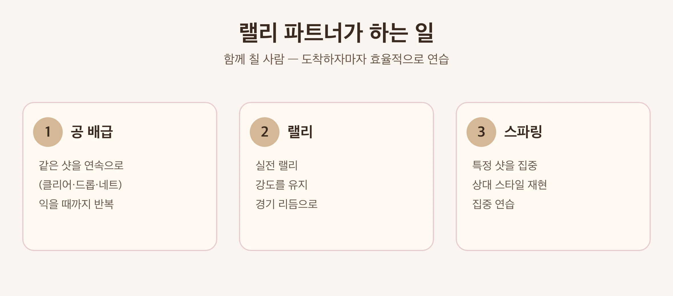 배드민턴 랠리 파트너가 하는 일 그림: 셔틀 넣어주기 연습, 랠리 연습, 상대 시뮬레이션|타이베이 Made Studio